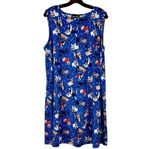 Dress Works Sleeveless Blue Patriotic Dog Star Swing Dress XL